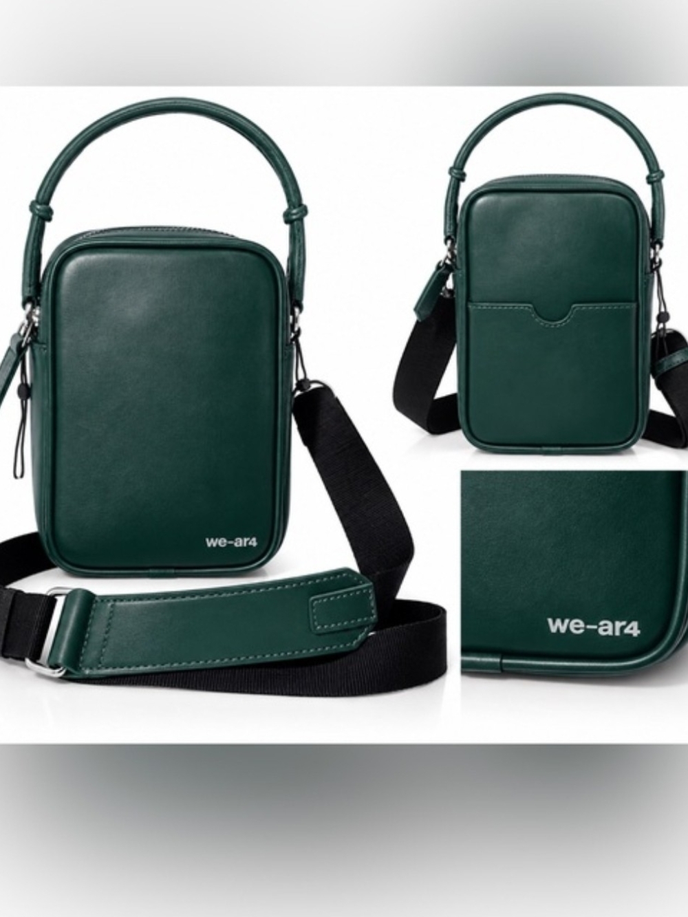 WE-AR4 Forest Green Leather The Souvenir Mini Crossbody Bag New With Tags